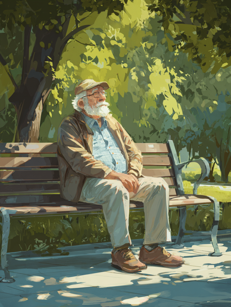 Senior man enjoying peaceful time outdoors while managing diabetes after 60