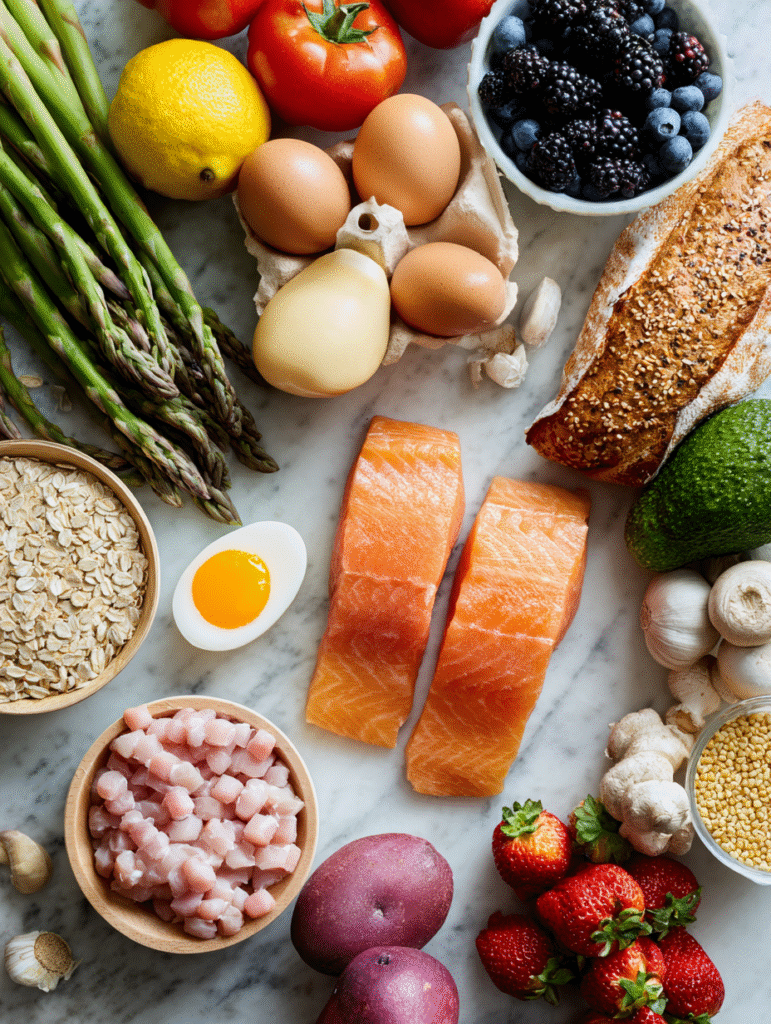 diabetic meal plan for seniors grocery list ingredients on kitchen counter
