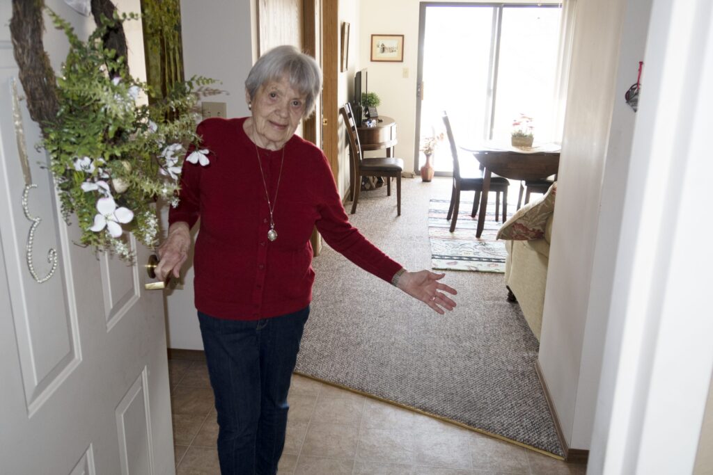 Senior living apartment interior showing safe design, comfort, and simple layout