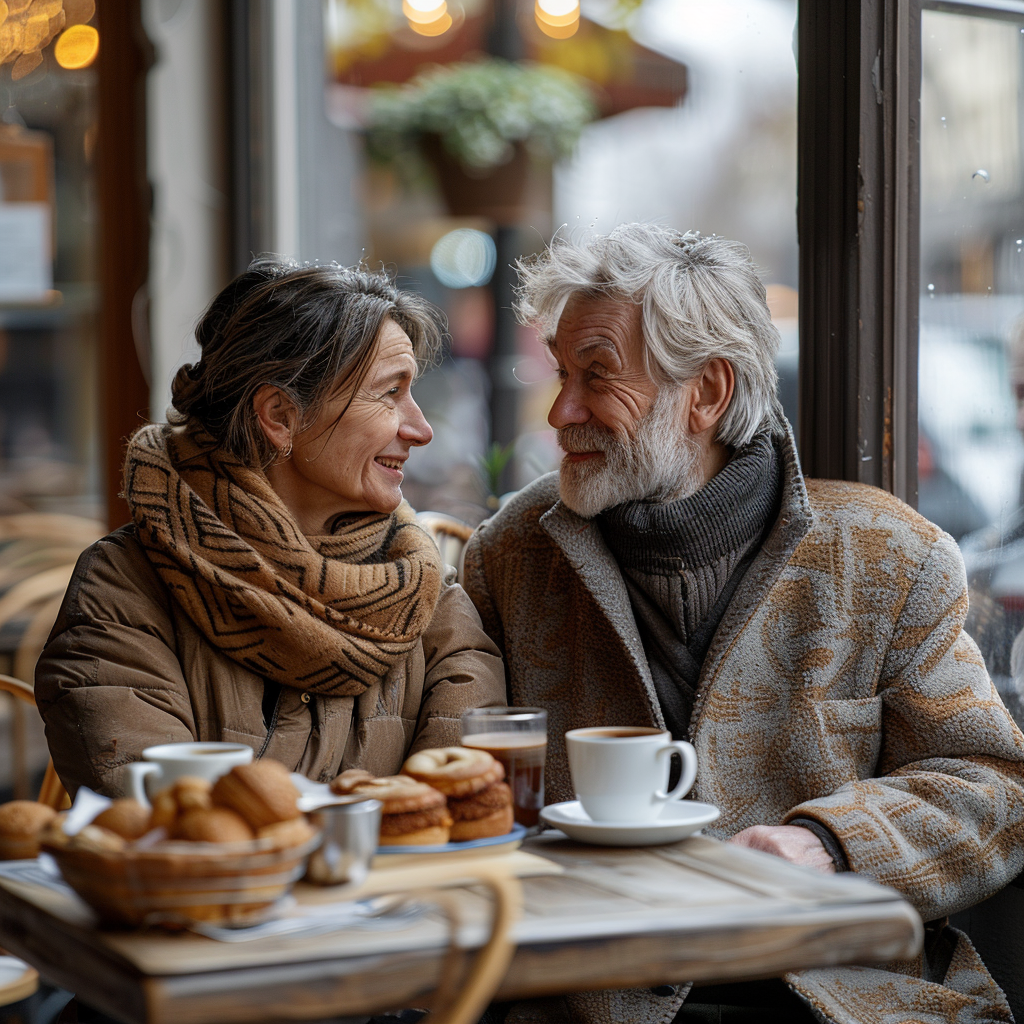Senior couple enjoying a budget-friendly Valentine’s Day coffee outing Valentine’s Day ideas for married seniors