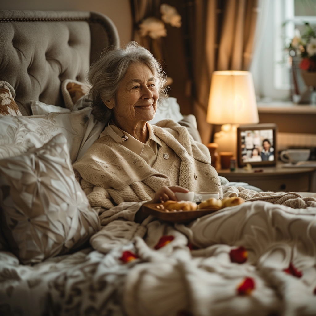 Valentine breakfast in bed with soft foods — Valentine’s Day ideas for seniors with limited mobility