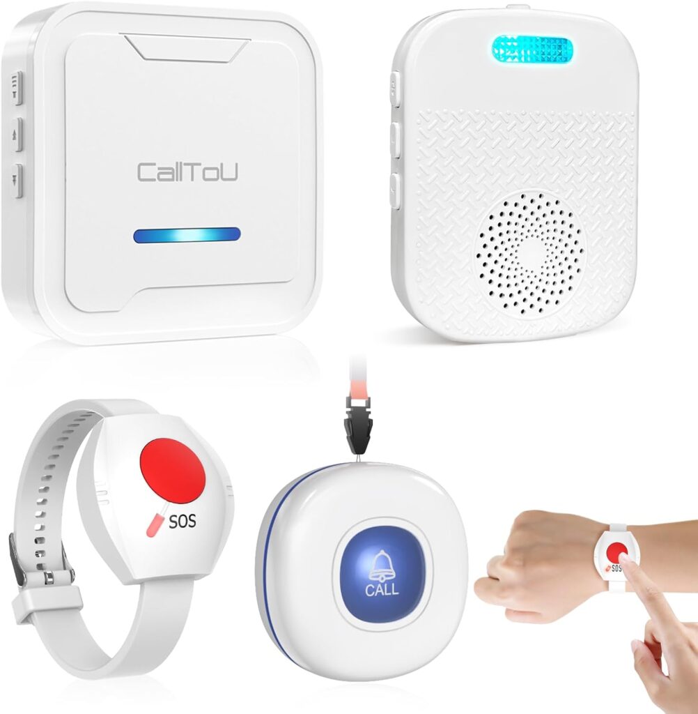 CallToU caregiver pager with vibration and rechargeable pager designed to help seniors quickly alert caregivers with quiet and reliable assistance notifications.