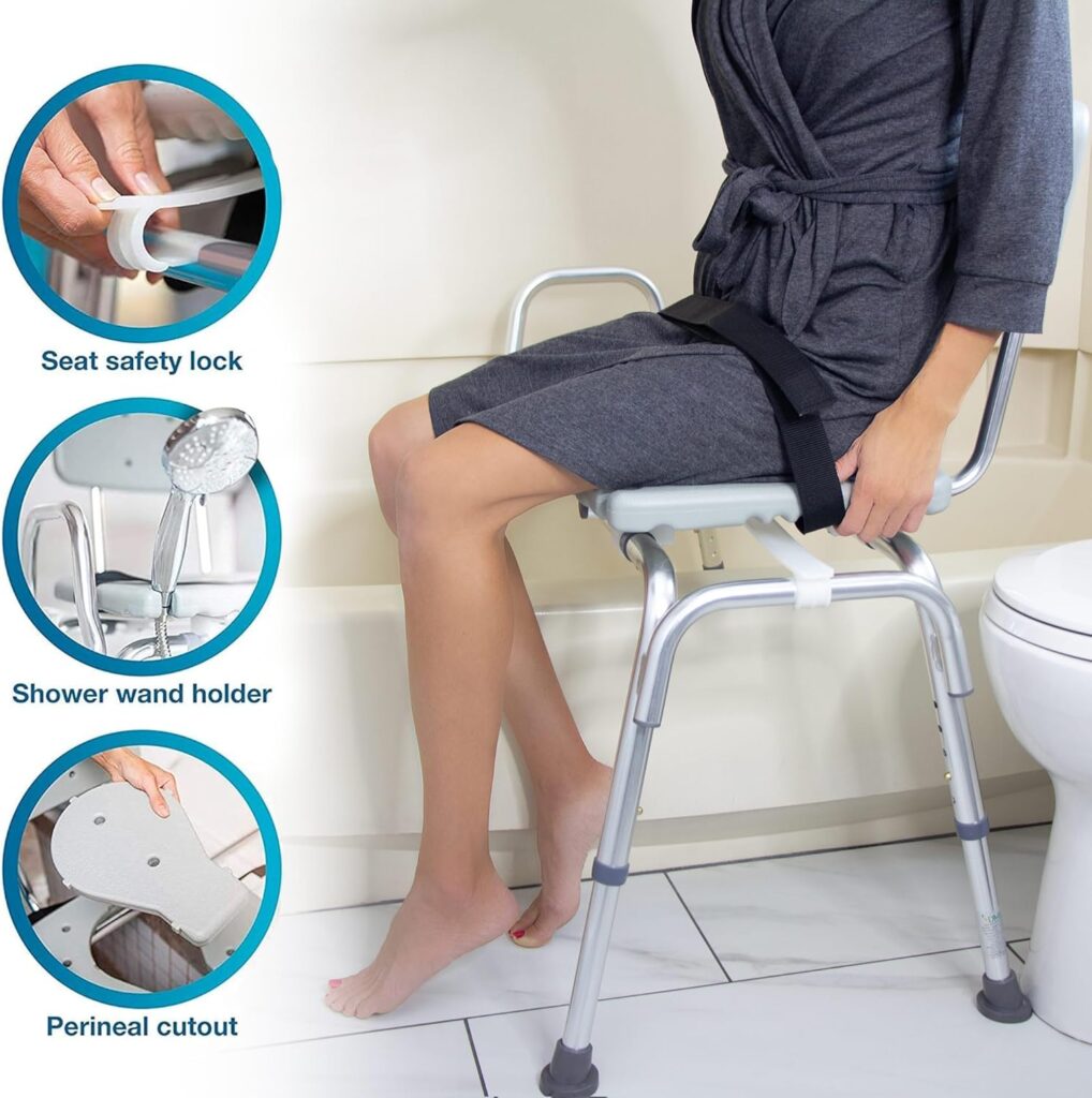 DMI tub transfer bench and shower chair designed to help seniors enter the tub more safely