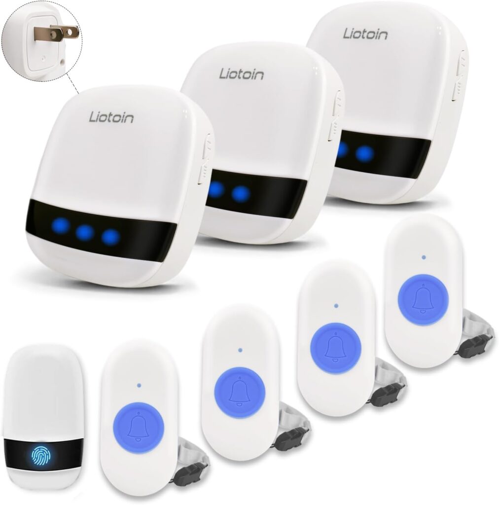 LIOTOIN caregiver pager designed to help seniors quickly call for assistance from caregivers at home.