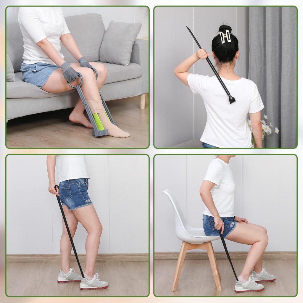 Compression sock aid device for seniors that helps put on tight socks more easily with less bending