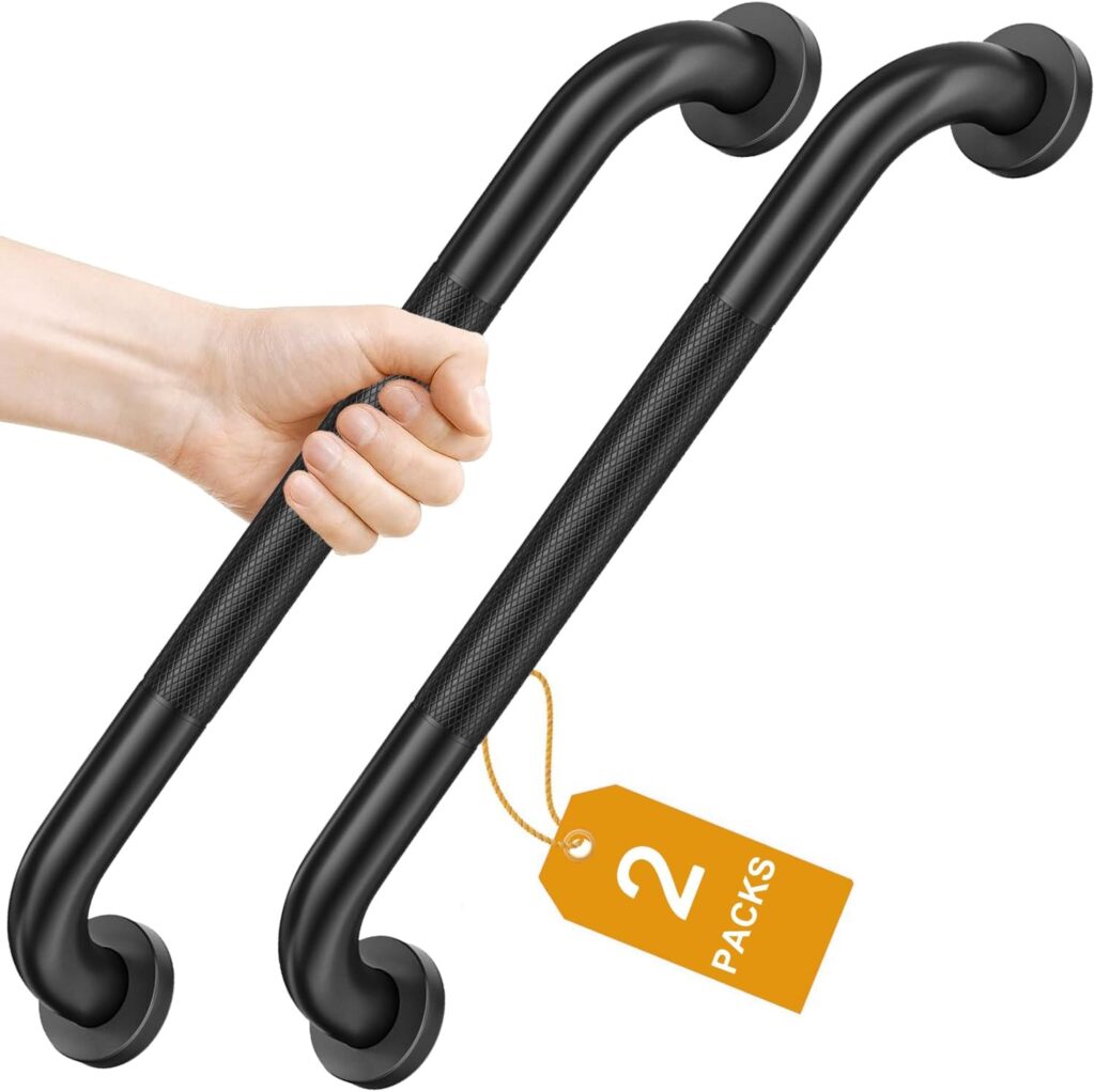 FANHAO 2 pack 16 inch shower grab bar for seniors with stainless steel anti-slip support for safer bathtub and bathroom use.
