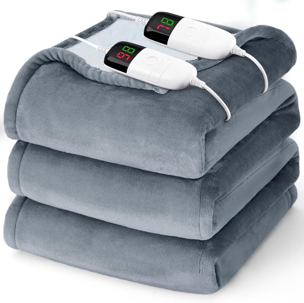 Heated electric blanket queen size with soft fabric and adjustable warmth for cozy and comfortable sleep
