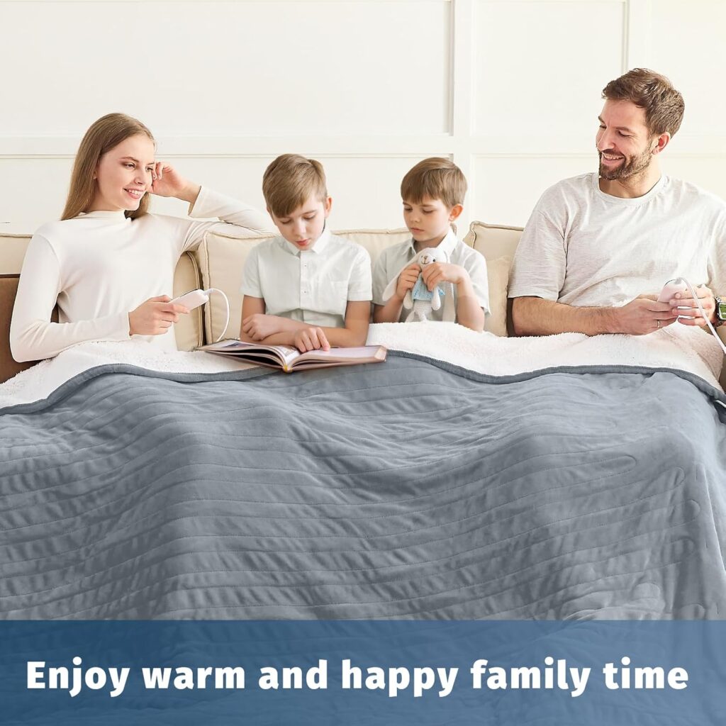 Heated electric blanket queen size with soft fabric and adjustable warmth for cozy