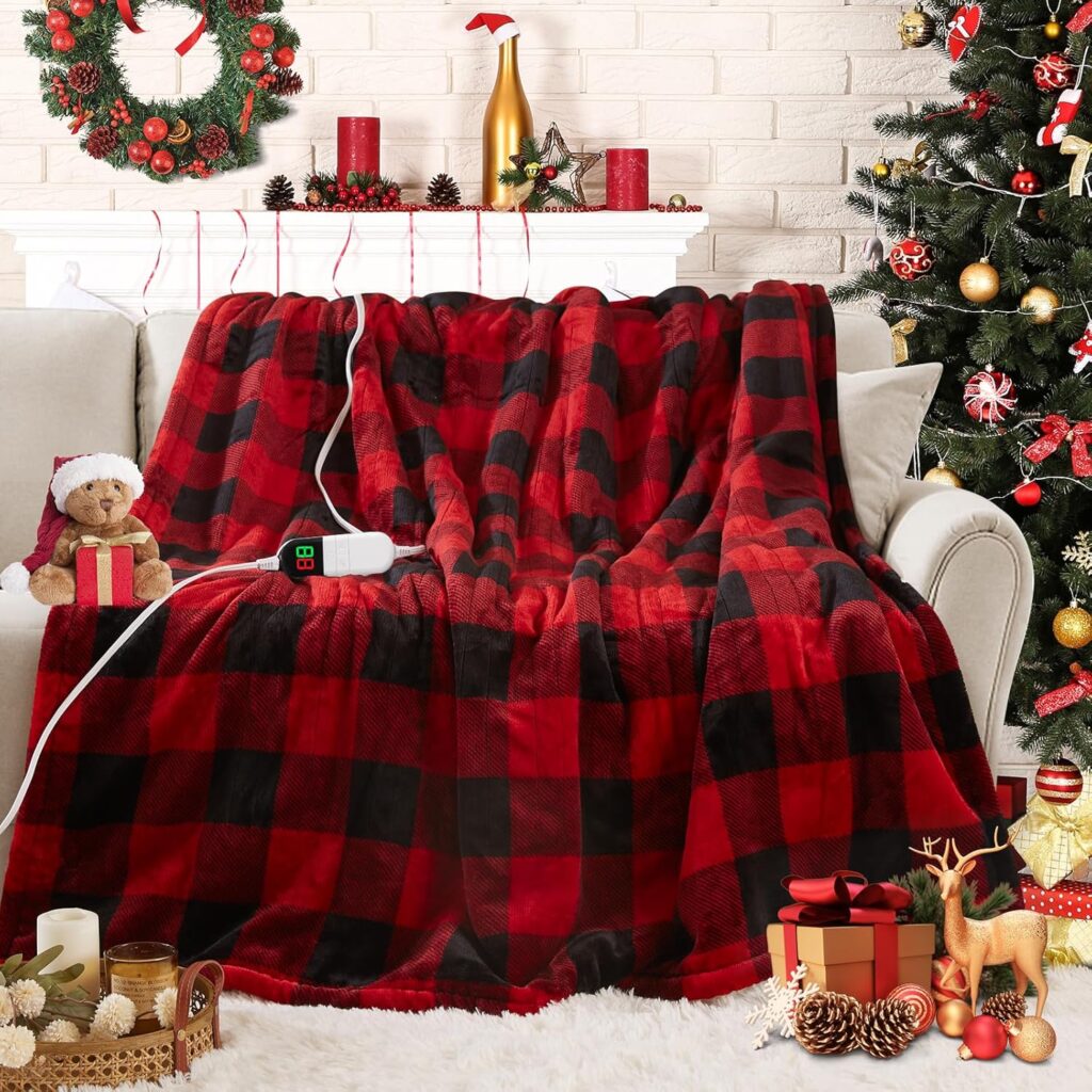 MAXEVE electric heated sherpa throw with ultra-soft fabric and adjustable warmth for cozy comfort
