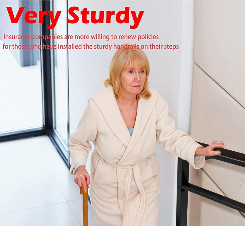 Metty metal hand rails for outdoor steps providing sturdy support