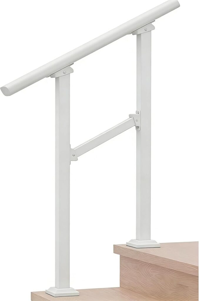 Metty white metal outdoor handrail railing kit for seniors, designed to add sturdy support