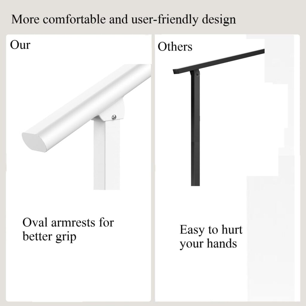 Metty white metal outdoor handrail railing kit for seniors, designed to add sturdy support and safer access on steps