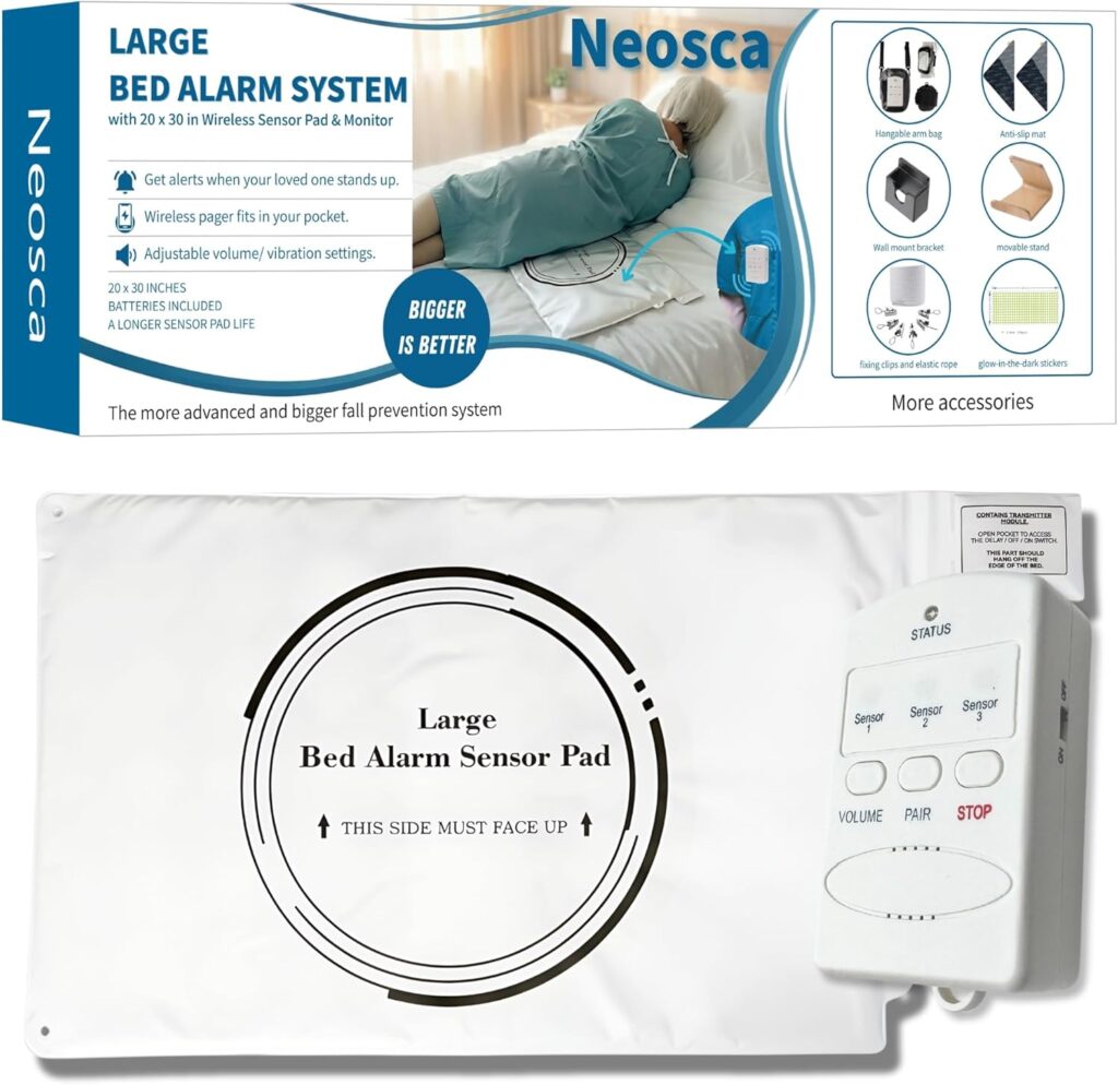 Neosca large bed alarm for elderly adults with wireless alert pad