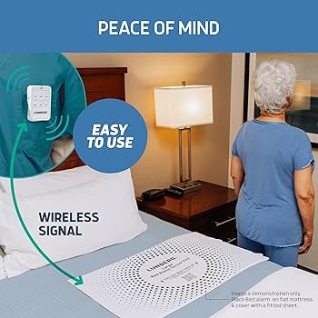 Smart Caregiver bed alarm for elderly adults with pressure sensor pad and caregiver alert system for fall prevention