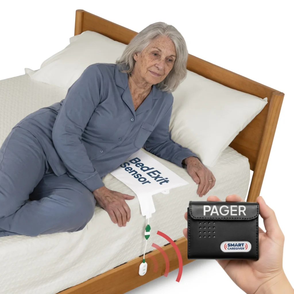 Neosca large bed alarm for elderly adults with wireless alert pad for caregiver fall prevention and nighttime safety