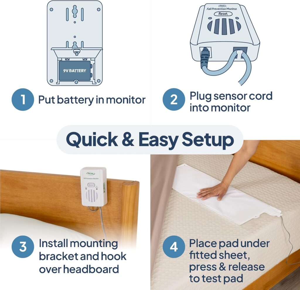 Neosca large bed alarm for elderly adults with wireless alert pad