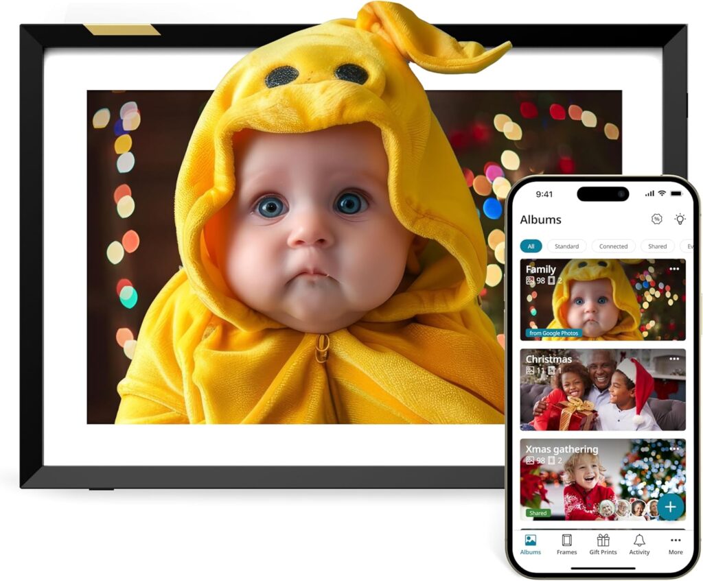 Nixplay AI Enhanced digital picture frame for seniors with smart photo sharing, touchscreen display, and easy family connectivity