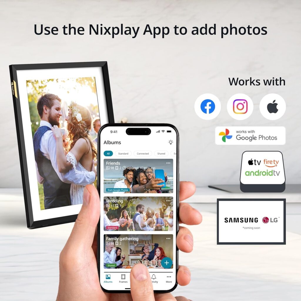 Nixplay AI Enhanced digital picture frame for seniors with smart photo sharing,