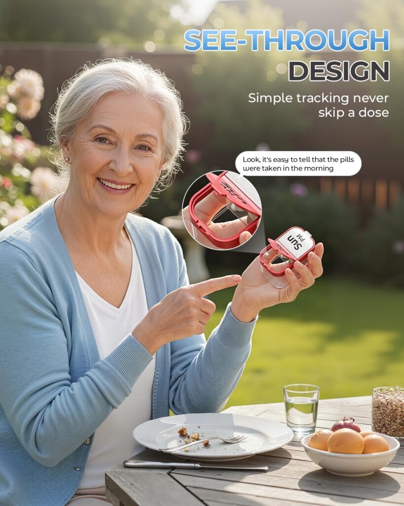 Odaro extra large weekly pill organizer for seniors with spacious labeled compartments for easy medication management