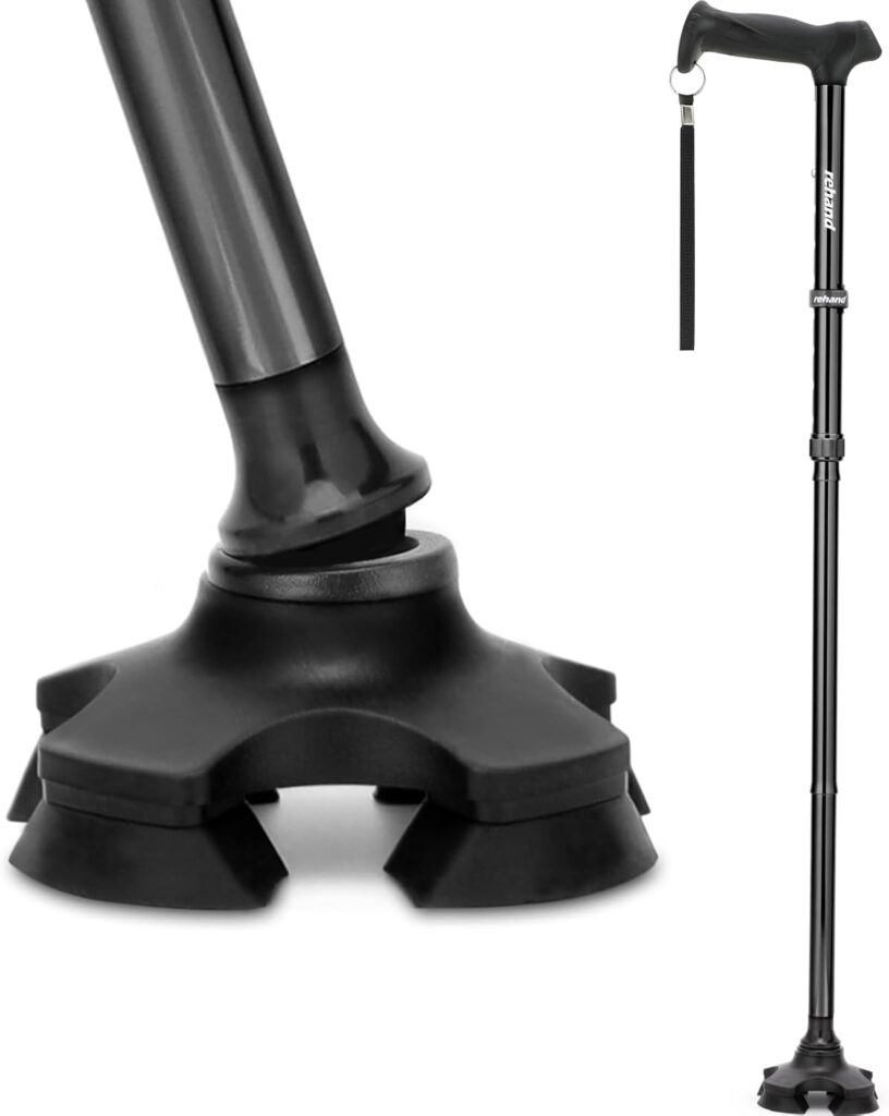 REHAND self standing pivot cane with ergonomic handle and stable freestanding base, designed to provide balanced support and easier everyday walking for seniors and adults.