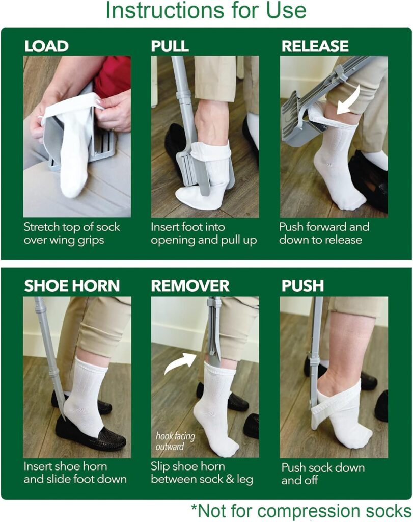 Sock Ox adjustable sock aid for seniors designed to make putting on socks easier without bending