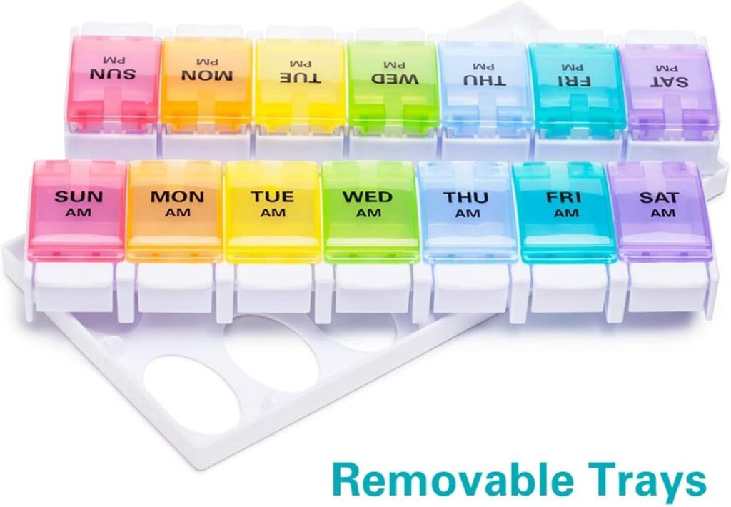 Sukuos AM PM weekly pill organizer for seniors with twice-daily compartments