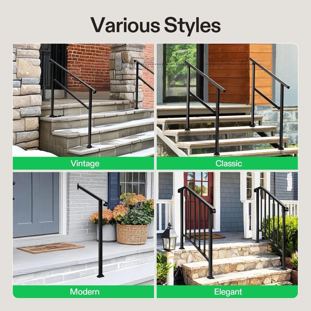VIVOSUN outdoor handrail for 2-step stairs, providing stable support and safer access for seniors on outdoor steps