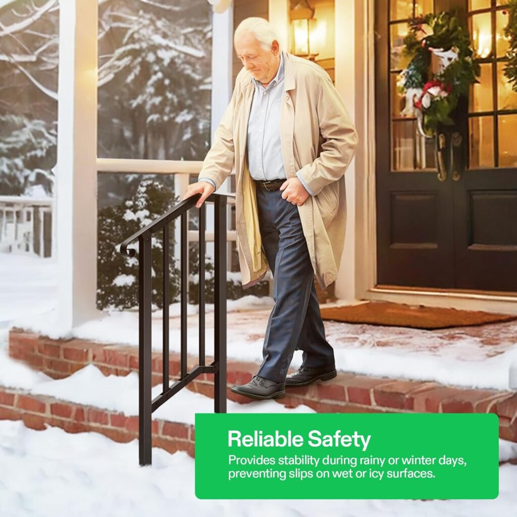 VIVOSUN outdoor handrail for 2-step stairs, providing stable support and safer access for seniors on outdoor