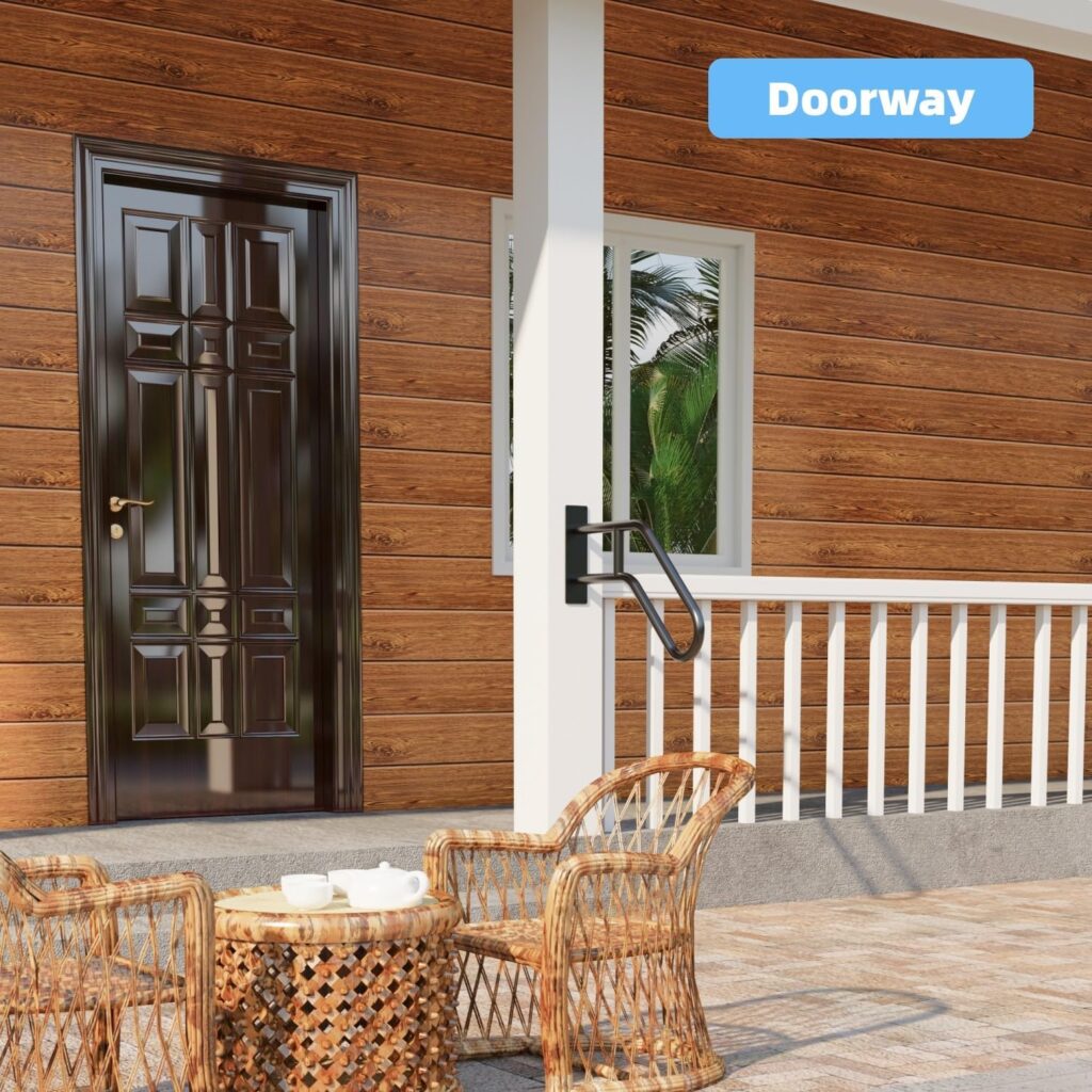 YEOOE U-shaped handrail for outdoor steps, giving seniors sturdy support and safer balance on entry stairs