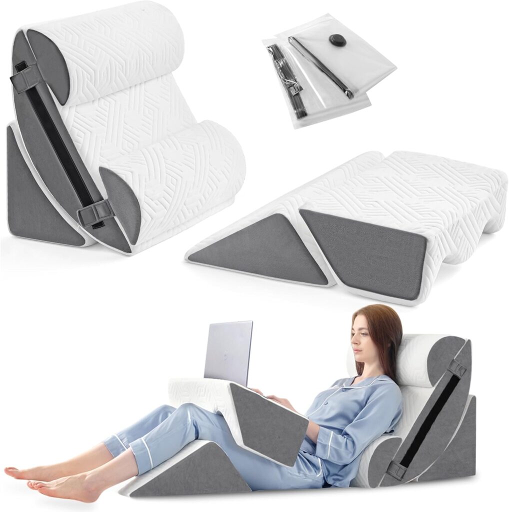 Yojoker 6pcs orthopedic bed wedge pillow set with adjustable support cushions for comfortable sitting, sleeping, and body positioning