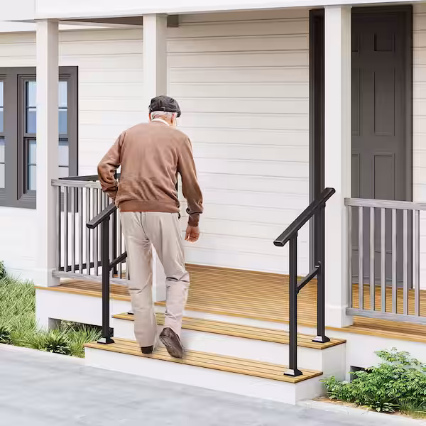 Stair handrail kit for seniors designed to improve safety, balance, and support on indoor or outdoor steps